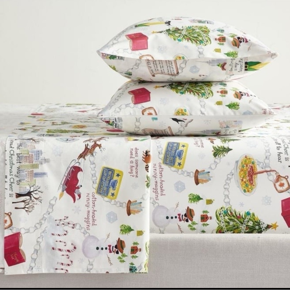 Elf x pottery barn King Sheet Set Christmas Holiday Festive Decor